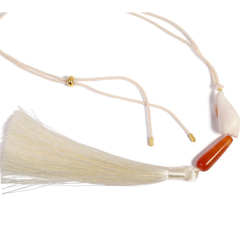 Mayamar‎ BOHO Rosie white Tassel Pendant Necklace